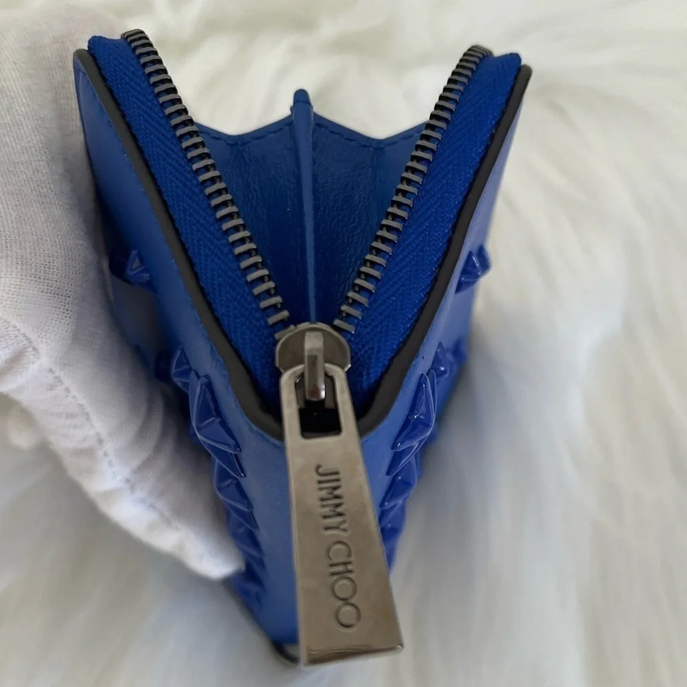 Jimmy Choo Regina Zip-around Card Wallet Dust Bag BNWOT Cobalt